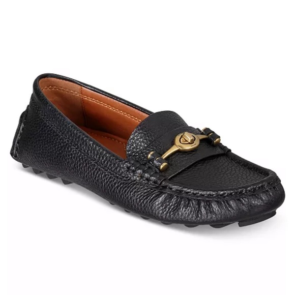 Coach Shoes - Coach Black Leather Driver Loafers Turnlock buckle
